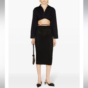 NEW without tag Black Ribbed Knit Maxi Skirt with Side Tie